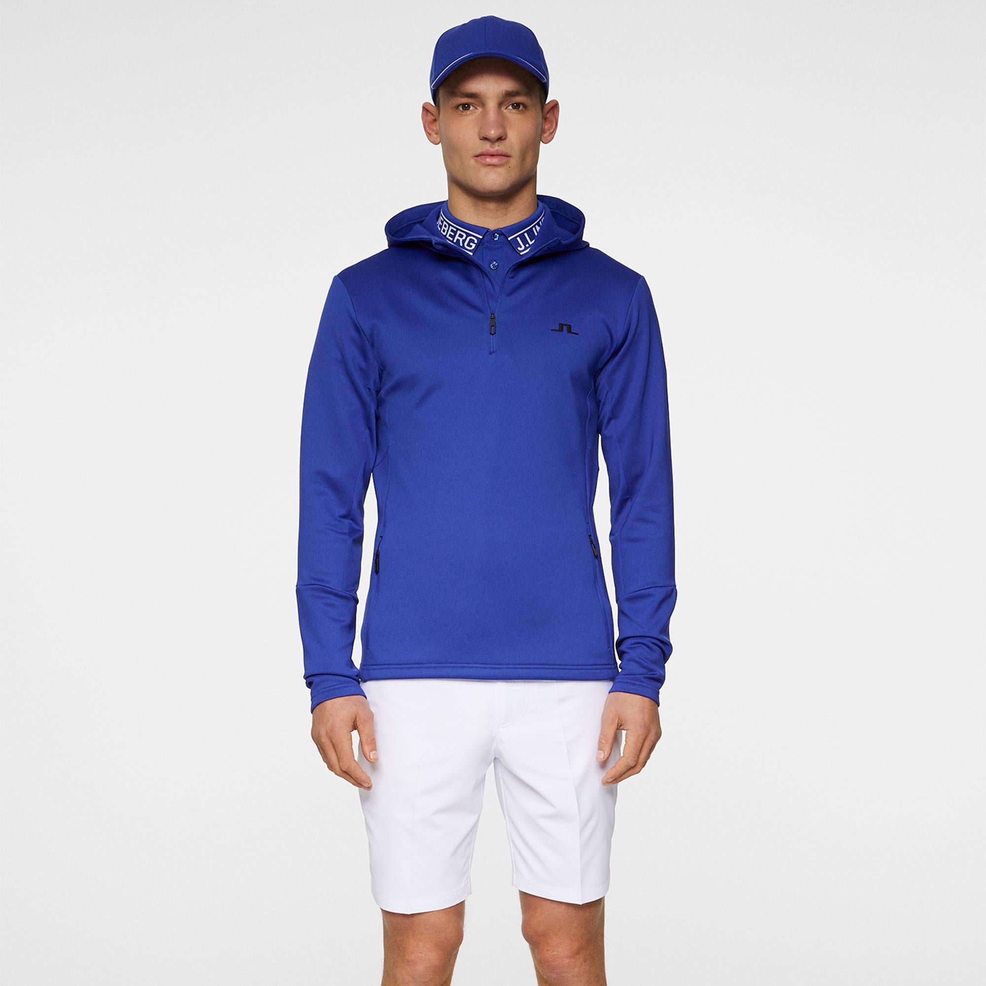 J Lindeberg Aerial Quarter Zip Mens Hoodie Clematis Blue
